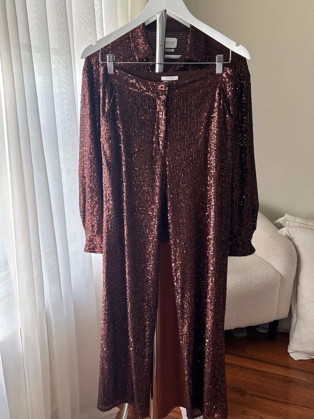 SAYLOR Sequin Wide-Leg in espresso
